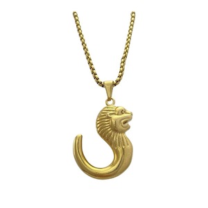 Yunnique – collier avec pendentif tête de lion en or, en acier inoxydable plaqué or 18 carats, design animal en forme de U, bijoux à la mode - Product Image 5