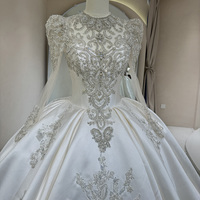 DW0075 robes de demoiselle d'honneur modernes en satin avec broderie Offre Spéciale robe de bal à manches longues en dentelle de conception lourde train chapelle pour les mariages