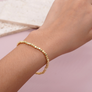 Go2boho Square Hematite Stone <strong>Bracelets</strong> Golden Beaded <strong>Stacking</strong> Elastic Stretch Handmade Fashion Unisex Jewelry Hawaii Trendy - Product Image 1
