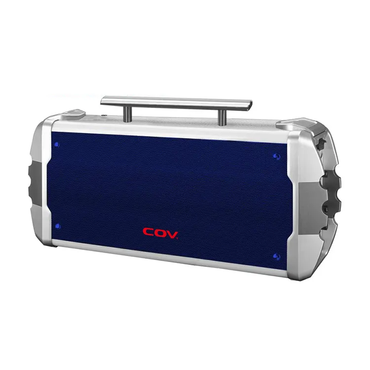 COV Dual 6.5Inch Portable Speaker Kayu dengan FM Lampu Led Mic Fm Remote Control