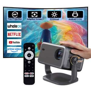 Projecteur de cinéma maison mini L018AA de qualité fiable avec vidéo Full HD 4K, 380 ANSI, double Wi-Fi, Android, autofocus - Product Image 1