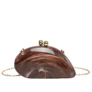 Bolso de Mano de Acrílico con Patrón de Mármol para Mujer, Bolso de Noche de Forma Irregular, Bolso Bandolera de Moda con Cadena Desmontable - Product Image 1