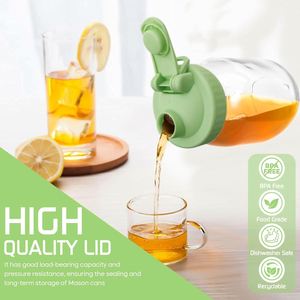 Pink BPA Free PP Plastic Non-Refillable Pour Spout Jar Lid <b>with</b> Screw-On Closure and Handle for Beverage <b>Bottles</b> - Product Image 2