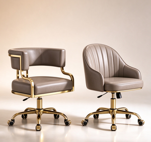 Sillón de Manicura Moderno de Lujo con Base Dorada y Tapicería de Cuero PU, Juego de Sillas para Técnicos de Pedicura y Manicura, con Ruedas, para Uso Comercial - Product Image 3