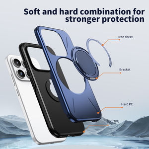 Fundas para Teléfono Móvil con Soporte Giratorio de 360 Grados para <span class=keywords><strong>Xiaomi</strong></span> 17 <span class=keywords><strong>Pro</strong></span> Max para <span class=keywords><strong>Redmi</strong></span> <span class=keywords><strong>Note</strong></span> 15 14 <span class=keywords><strong>Pro</strong></span> Plus, Cubiertas de TPU con Lámina de Hierro de Fibra de Carbono - Product Image 4