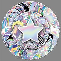 Autocollants découpés à la forme personnalisés avec logo imprimé, effet holographique de luxe, en vinyle imperméable, étiquettes décoratives adhésives hologramme arc-en-ciel