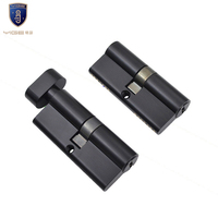 Cylindre de serrure de porte à mortaise noir en alliage de zinc 70 mm profil européen, simple ou double ouverture, sécurité ANSI Grade 2, design moderne, 3 clés