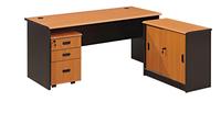 Bureau d'ordinateur mobile au design moderne avec étagères de rangement et roulettes