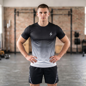Conjuntos <span class=keywords><strong>de</strong></span> Camiseta y Pantalones Cortos Deportivos <span class=keywords><strong>de</strong></span> Secado Rápido, Transpirables y que Absorben el Sudor, para Correr, Gimnasio y Entrenamiento en Campo, Venta al Por Mayor, Alta Calidad - Product Image 1