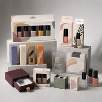 Coffret de vernis à ongles en carton texturé avec fenêtre transparente et insert pour présentation en salon, marque privée, vente en gros, usine