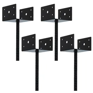 Poteaux JH-Mech Plaques de base OEM ODM Support de poteau de clôture en forme de U stable Pont d'ancrage en béton Support de base de poteau anti-rouille noir - Product Image 1