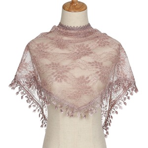 Voile de tête en dentelle florale, léger, couleur champagne, polyvalent, pour la prière, les mariages et les occasions spéciales - Product Image 3