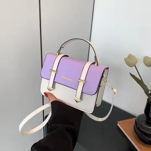 Women's PU <b>Leather</b> Square <b>Messenger</b> <b>Bag</b> Customizable Candy Color with Zipper Closure Star Pattern Fashionable Lady Style - Product Image 3