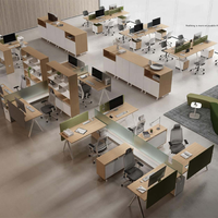 Modern Design 4-Person Office Workstation Furniture Commercial Glass Office Partitions Foldable for Warehouse Kitchen