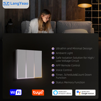 Interrupteur mural intelligent WiFi Zigbee Tuya LangYeao, norme européenne 86, interrupteur tactile à lumière ambiante 10A, compatible avec Alexa Google Home