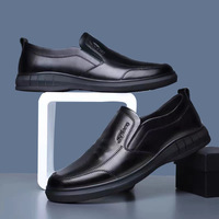 Chaussures en cuir pour hommes d'âge mûr et seniors, toutes saisons, à semelle souple, à enfiler, bout rond, respirantes, décontractées, confortables, en similicuir