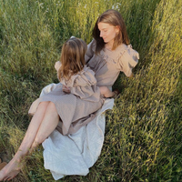 Ensemble de robes assorties pour mère et fille avec fleur maman et bébé vêtements pour maman et moi vêtements de mode en coton tenues pour femmes et filles