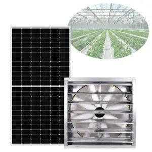 Exaustor de parede com energia solar, ventilador evaporador de ar agrícola com sistema de ventilador solar inteligente com almofada de resfriamento para estufa