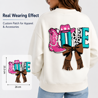 Patchs thermocollants personnalisés en chenille, brodés, motif 'LOVE', style Coquette, Cowboy, Cowgirl, Chapeau, Bottes, grande taille, pour veste