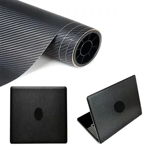 批发防水黑灰色3D碳纤维贴纸汽车薄膜包装卷外部和内部包装装饰