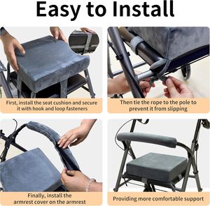 Customized <b>Memory</b> Foam Seat Cushion Pad for Rollator Walker with Backrest, Mobility Aid Chair Cushion Support - Product Image 2