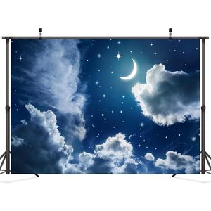 Trang trí tường sơ sinh vòi hoa sen sinh nhật Đảng nghệ thuật Chân Dung chụp ảnh màu xanh bầu trời đầy sao nền 7x5ft mặt trăng Backdrop - Product Image 4