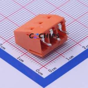 DB128V-5.0-3P-OG-S Screw Terminal Block Through hole Component (THT),P=5mm Connector 1x3P 5mm Orange Through Hole - Product Image 2