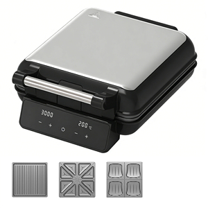 <span class=keywords><strong>Gaufrier</strong></span> numérique 1800W avec boîtier supérieur en acier inoxydable, contrôle de température réglable, pour gaufres belges et sandwichs - Product Image 3