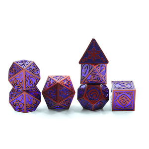 <span class=keywords><strong>Metal</strong></span> Zar Seti Mor Kırmızı Çokgen Zar Seti Genius Invokation TCG Rol Yapma Oyunları için Hafif Zil Zarları - Product Image 1