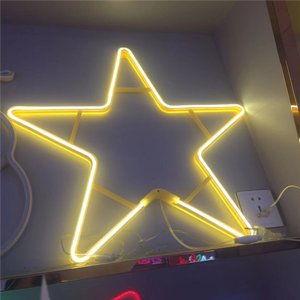 Estrella de <span class=keywords><strong>cinco</strong></span> puntos, venta al por mayor, nuevo diseño, decoraciones de alta calidad, montado en la pared, colores individuales, letrero de neón para exteriores - Product Image 1