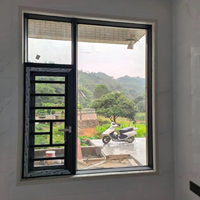 Ventana Abatible con Rejilla, Ventanas Abatibles de Aluminio, Doble Vidrio, Ventana Corredera de Aleación de Aluminio, Ventanas Abatibles