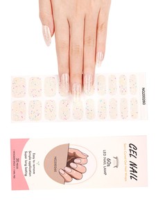 Pegatinas de uñas de gel semicuradas con lentejuelas coloridas estilo coreano NG200260 con logotipo personalizado, impermeables, autoadhesivas, para DI - Product Image 4