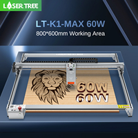 LASER TREE K1 MAX 60W CNC DIY Bois Laser Graveur Contreplaqué Laser Machine de Gravure Découpe pour Métal Cuir Acrylique Plastique MDF
