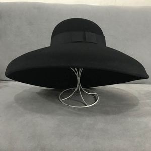 Vintage Fedora Hats Women Wool Round Top Black Wide Brim Fedora Hat - Product Image 5