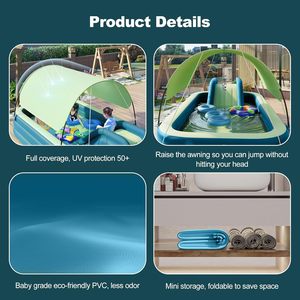Factory Eco-friendly Durable PVC Large Size <strong>Swimming</strong> <strong>Pool</strong> with <strong>Slide</strong> and Canopy Cool Summer Water Play Center for Families - Product Image 5