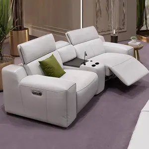 电动躺椅沙发影院家具供应商白色真皮豪华躺椅沙发套装