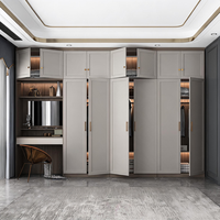 Armoire de rangement avec coiffeuse moderne laquée gris, pour chambre d'hôtel, en chêne, bouleau nordique, beige