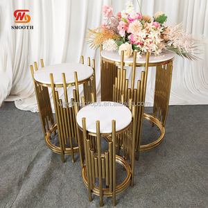 LEDA Party Custom 60 70 90cm Gold Round Pedestal Top Wedding Plinth Metal Cake Dessert Display <b>Table</b> for Wedding - Product Image 2