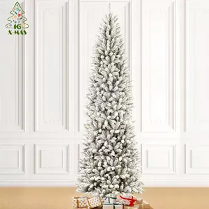 KG Weihnachten Anpassung Arbol De Navidad Noel 6ft 7ft 8ft Flocked White Slim Weihnachts baum Bleistift Künstlicher Weihnachts baum mit Licht