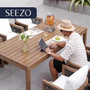 모던 호텔 파티오 정원 식탁 및 의자 세트 8피스 알루미늄 프레임 방수 야외 가구 - Product Image 5