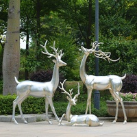 Sculpture géométrique abstraite en fibre de verre, imitation bronze, cerf simulé, faite à la main, pour aménagement paysager et jardin