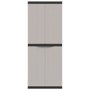 Outdoor <b>Storage</b> Cabinet 25.6x14.6x65 In Gray And Black PP Durable Weather Resistant For <b>Tools</b> And <b>Garden</b> Equipment - Product Image 4