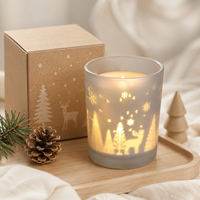 Pot à bougie vide en verre dépoli de qualité supérieure, motif étoile et renne, pour centre de table de Noël, présentation de cadeaux saisonniers