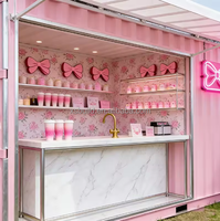 Kiosque mobile préfabriqué en acier rose de 20 pieds, bar à café, design moderne, kiosque extérieur, boutique pop-up pour centre commercial