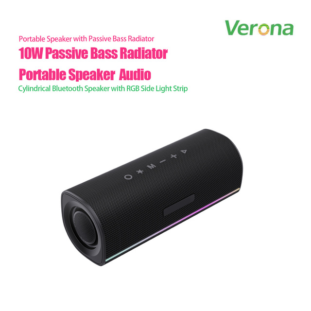 10W Slim Wireless Waterproof Speaker with RGB Edge Light Fabric Covered 1000-2000mAh Battery Enhanced Bass & Control Buttons