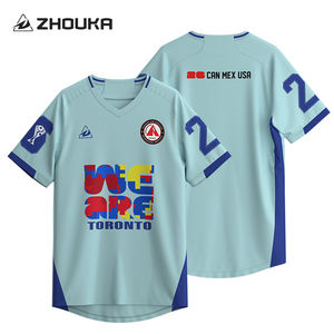 Nouvelle personnalisation d'uniforme de football en tissu jacquard de haute qualité-<span class=keywords><strong>Maillot</strong></span> de football personnalisé à col en V ample pour adolescents - Product Image 1