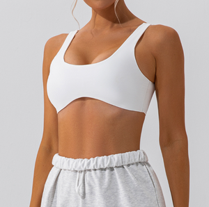 Nuovo arrivo estate palestra senza anello in acciaio cucito liscio per il Fitness Sport indossare reggiseno sportivo da donna <span class=keywords><strong>canotta</strong></span> Crop Top con imbottitura sul petto - Product Image 4