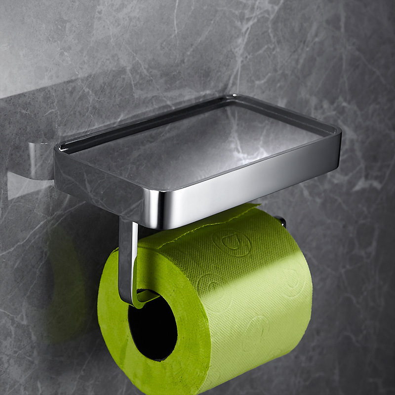 Porte-papier toilette - chromé (avec plaque en acier inoxydable)