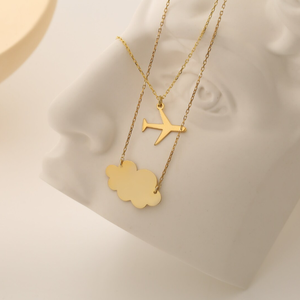 Tối Giản Nhỏ Gọn Máy Bay Mặt Dây Chuyền Vòng Cổ Thép Không Gỉ Không Thấm Nước 18K Vàng-Mạ Cao Đánh Bóng Máy Bay Vòng Cổ - Product Image 6