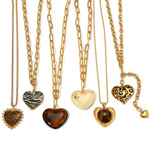 Heart Necklace <b>Titanium</b> Steel Heart Pendant Layered <b>Chain</b> Jewelry Fashion Accessory Autumn Winter Style - Product Image 5